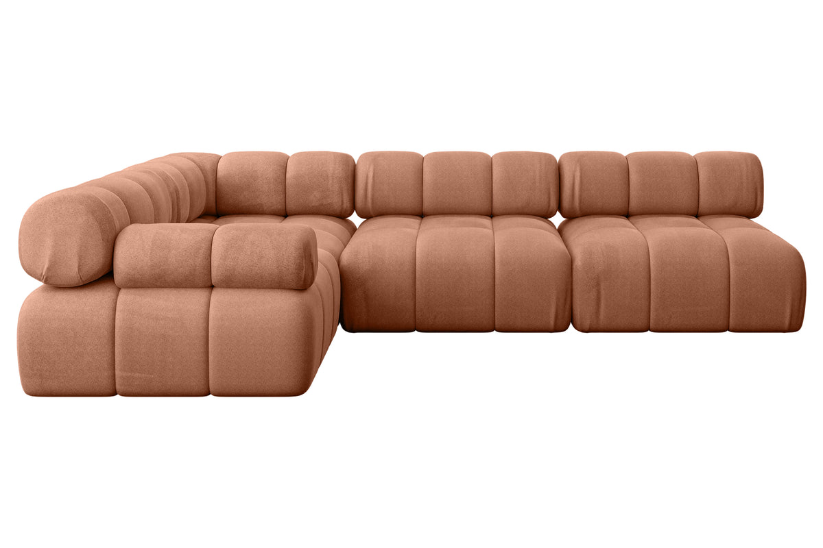 Ecksofa MENDE-L2 Samt, Apricot - Monolith 61 / Ottomane Links / Ohne Schlaffunktion