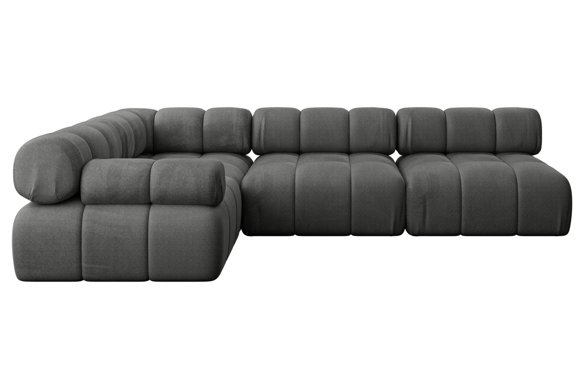 Ecksofa MENDE-L2 Samt, Dunkelgrau - Monolith 92 / Ottomane Links / Ohne Schlaffunktion