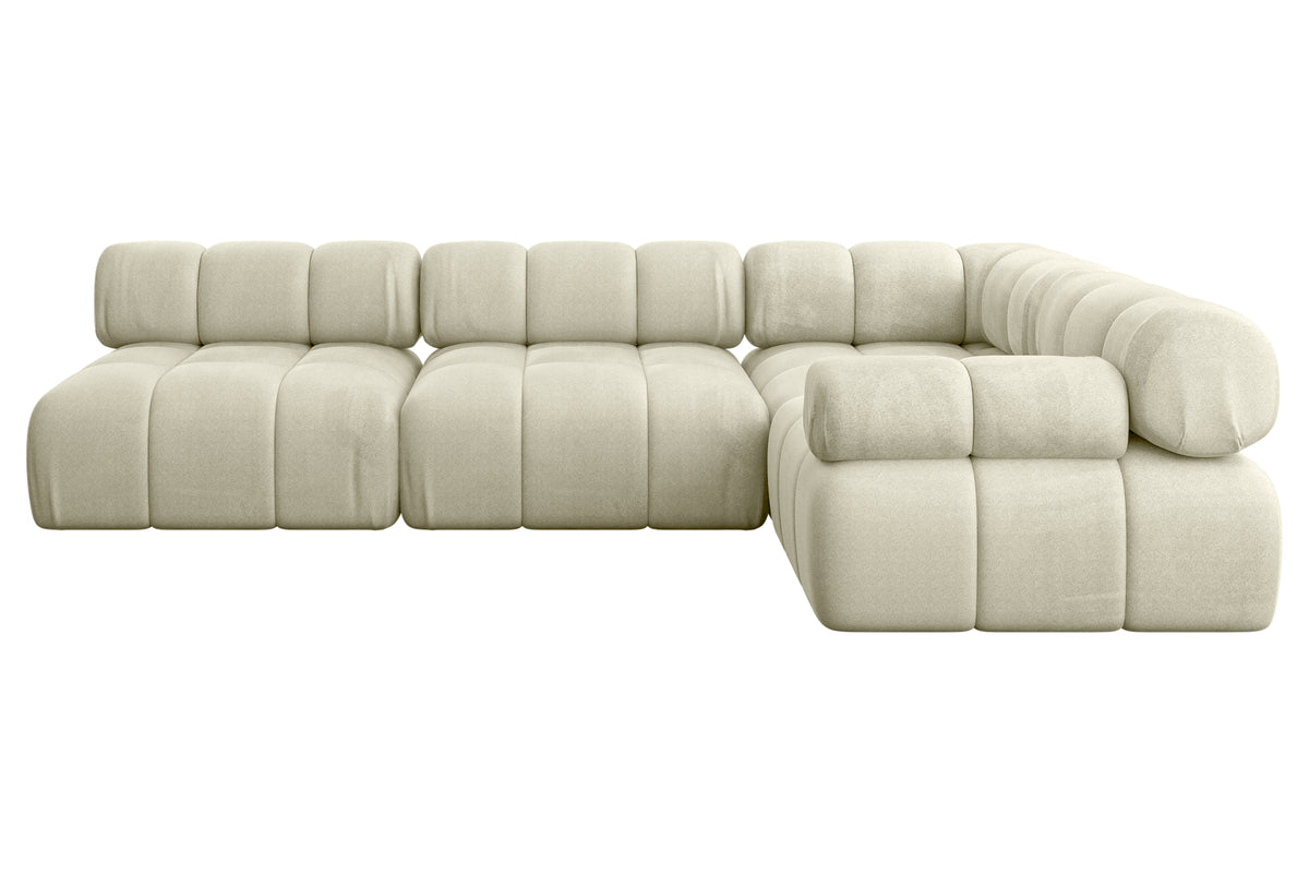 Ecksofa MENDE-L2 Samt, Beige - Monolith 04 / Ottomane Rechts / Ohne Schlaffunktion