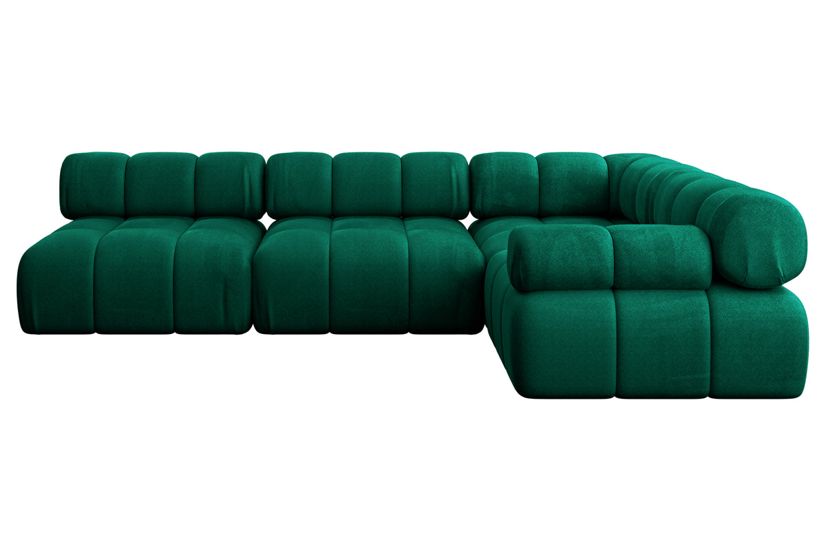Ecksofa MENDE-L2 Samt, Grün - Monolith 37 / Ottomane Rechts / Ohne Schlaffunktion