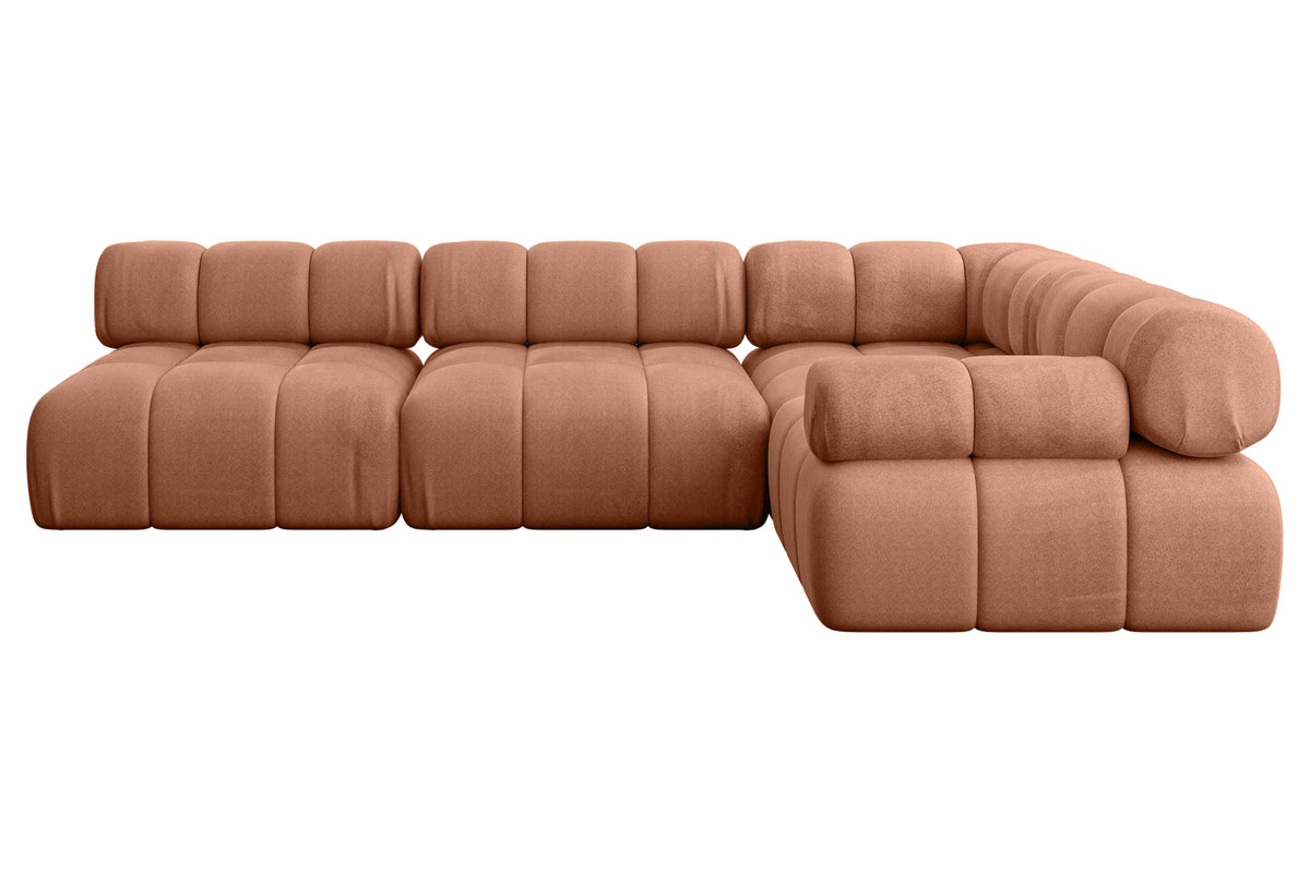 Ecksofa MENDE-L2 Samt, Apricot - Monolith 61 / Ottomane Rechts / Ohne Schlaffunktion
