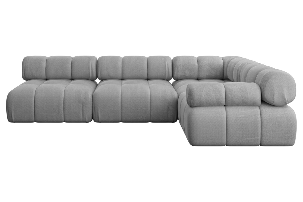 Ecksofa MENDE-L2 Samt, Grau - Monolith 84 / Ottomane Rechts / Ohne Schlaffunktion