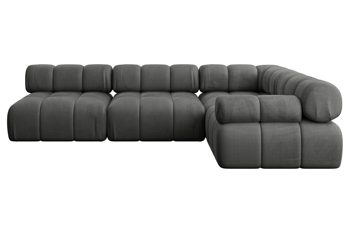 Ecksofa MENDE-L2 Samt, Dunkelgrau - Monolith 92 / Ottomane Rechts / Ohne Schlaffunktion