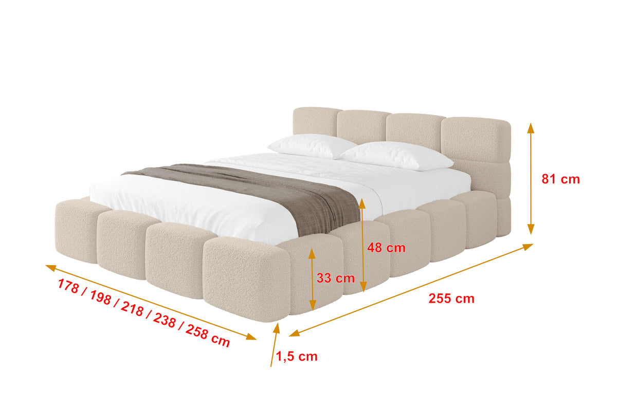 Łóżko tapicerowane NATA-v1 Bouclé