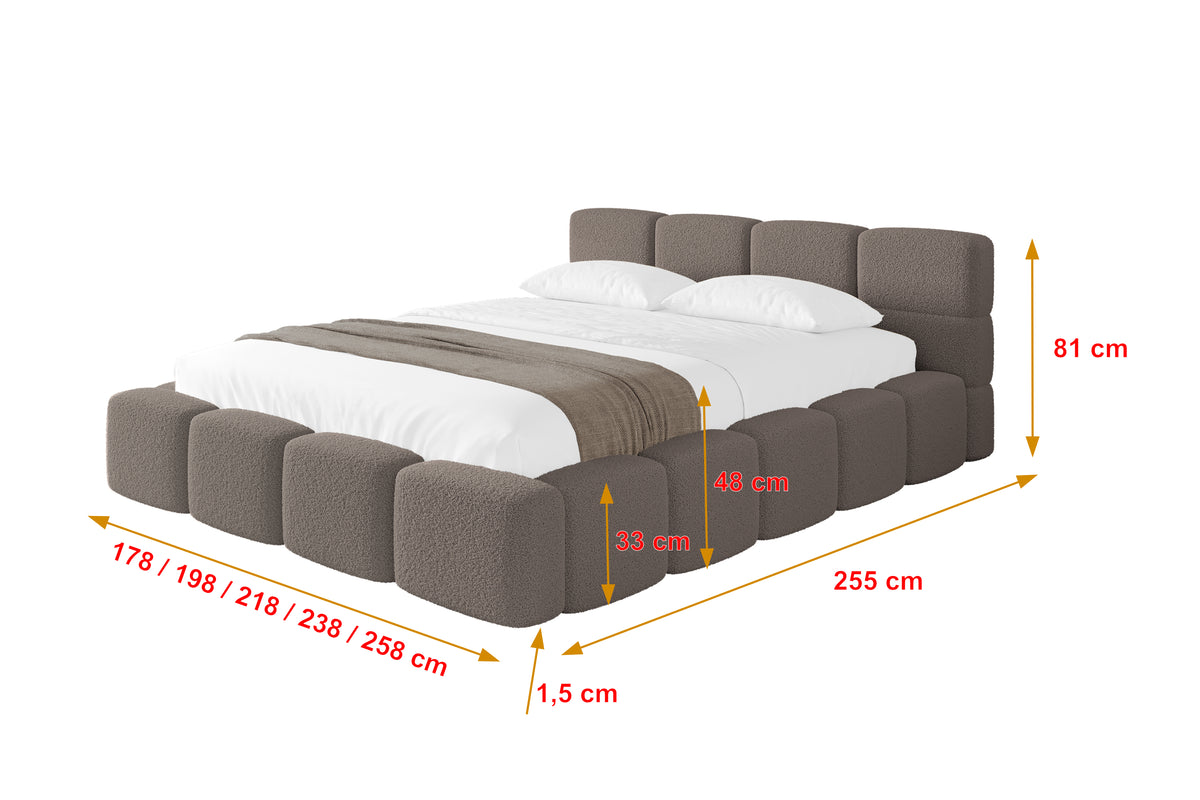 Łóżko tapicerowane NATA-v1 Bouclé