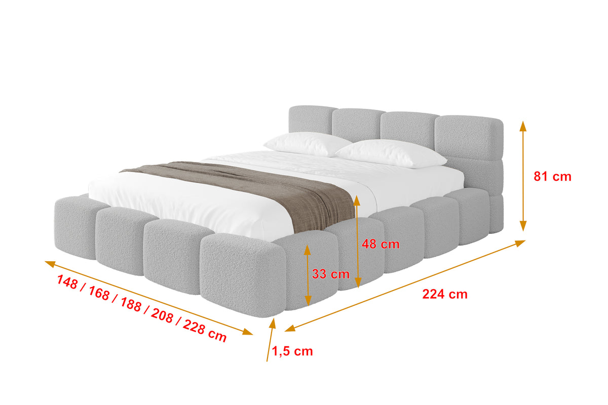 Łóżko tapicerowane NATA-v1 Bouclé