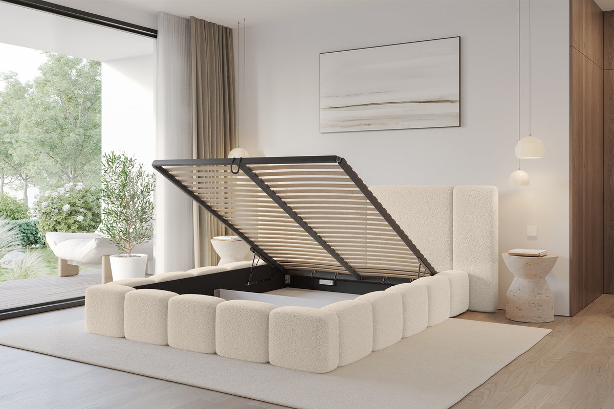 Łóżko tapicerowane NILO Bouclé
