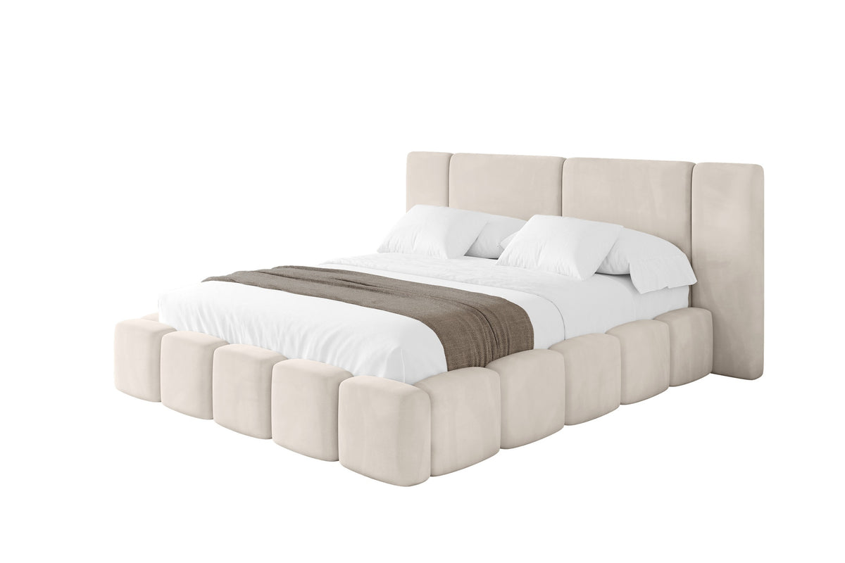 Polsterbett NILO Samt, Beige - Casablanca 2301 / 120x200 cm / Mit Matratze