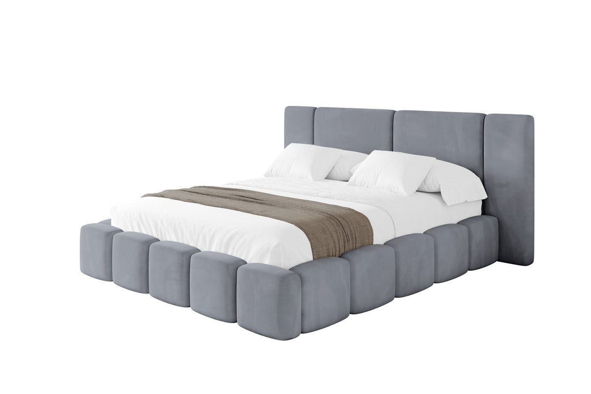 Polsterbett NILO Samt, Grau - Casablanca 2314 / 120x200 cm / Ohne Matratze