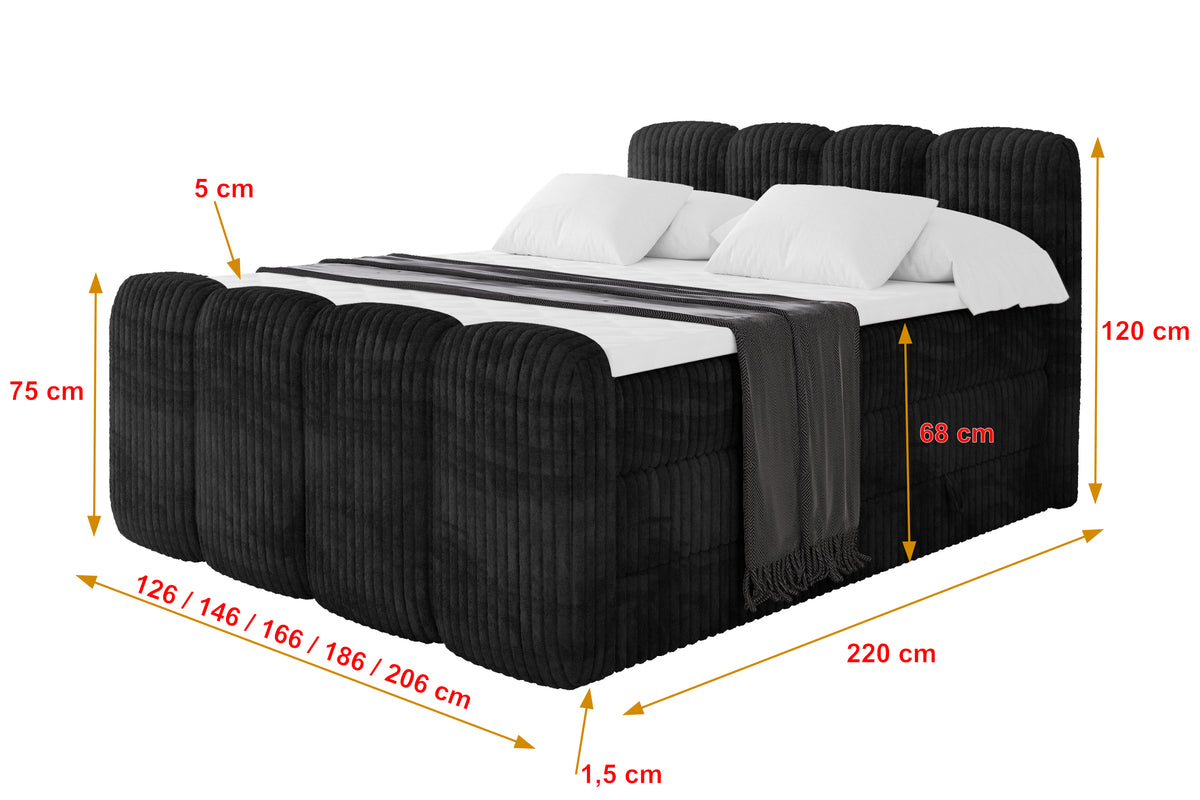 Łóżko kontynentalne NINA-Z KING sztruks
