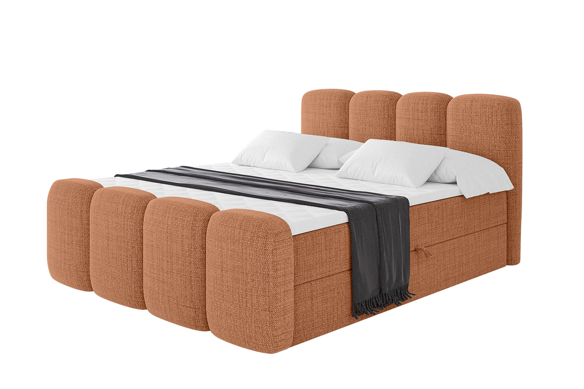 Łóżko boxspring NINA-Z plecionka, Morelowy - Aragon 56 / 120x200 cm / H4