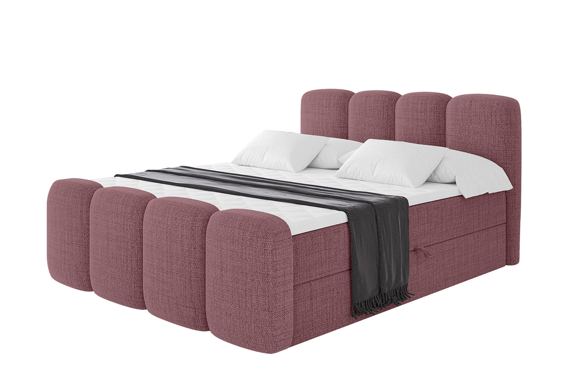 Łóżko boxspring NINA-Z plecionka, Różowy - Aragon 69 / 120x200 cm / H4