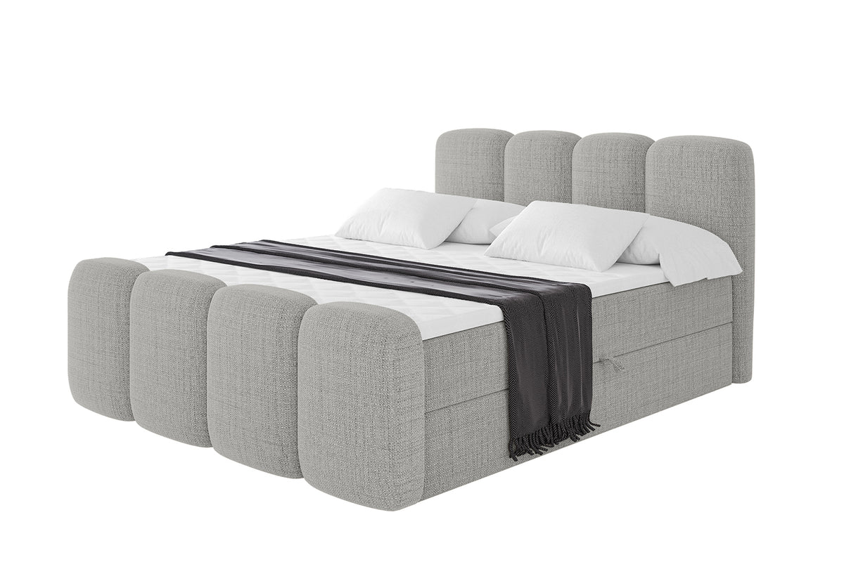 Łóżko boxspring NINA-Z plecionka, Szary - Aragon 80 / 120x200 cm / H3