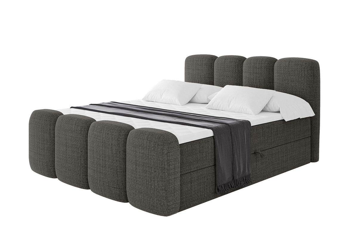 Łóżko boxspring NINA-Z plecionka, Ciemnoszary - Aragon 97 / 120x200 cm / H4