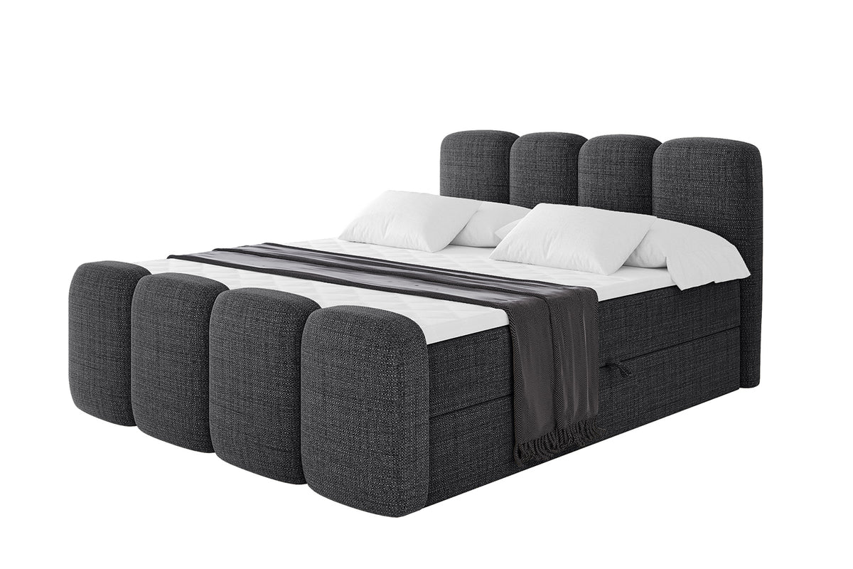 Łóżko boxspring NINA-Z plecionka, Czarny - Aragon 99 / 120x200 cm / H3