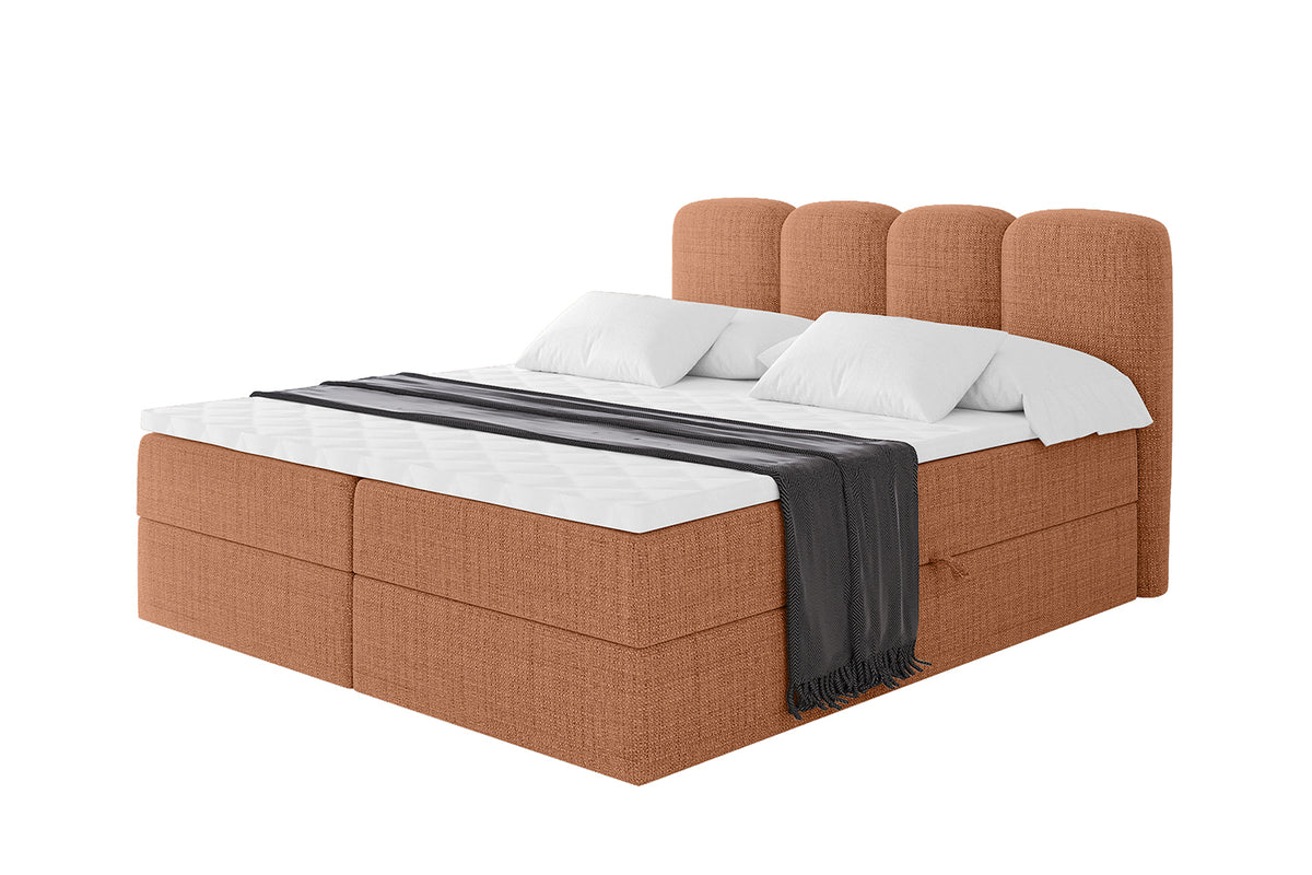 Łóżko boxspring NINA plecionka, Morelowy - Aragon 56 / 120x200 cm / H3