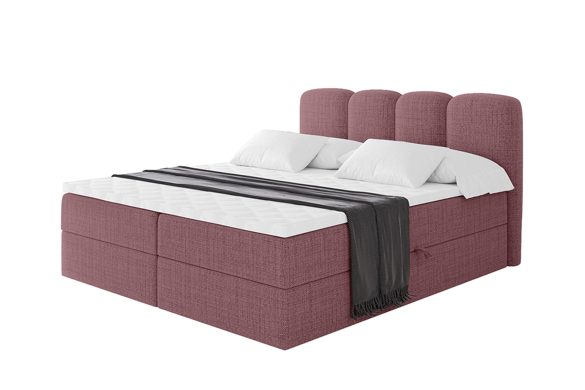 Łóżko boxspring NINA plecionka, Różowy - Aragon 69 / 120x200 cm / H3