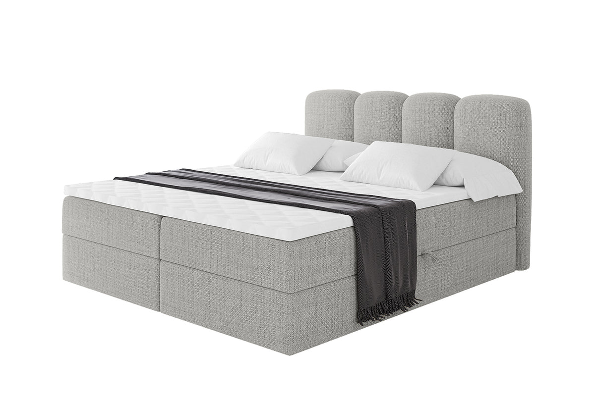Łóżko boxspring NINA plecionka, Szary - Aragon 80 / 120x200 cm / H3