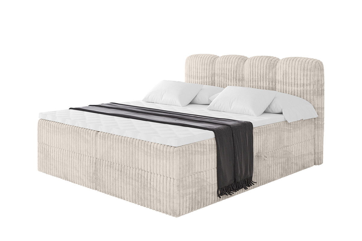 Łóżko boxspring NINA sztruks, Kremowy - Tilia 01 / 120x200 cm / H4