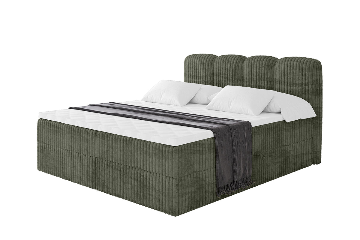 Łóżko boxspring NINA sztruks, Oliwkowy - Tilia 37 / 120x200 cm / H4