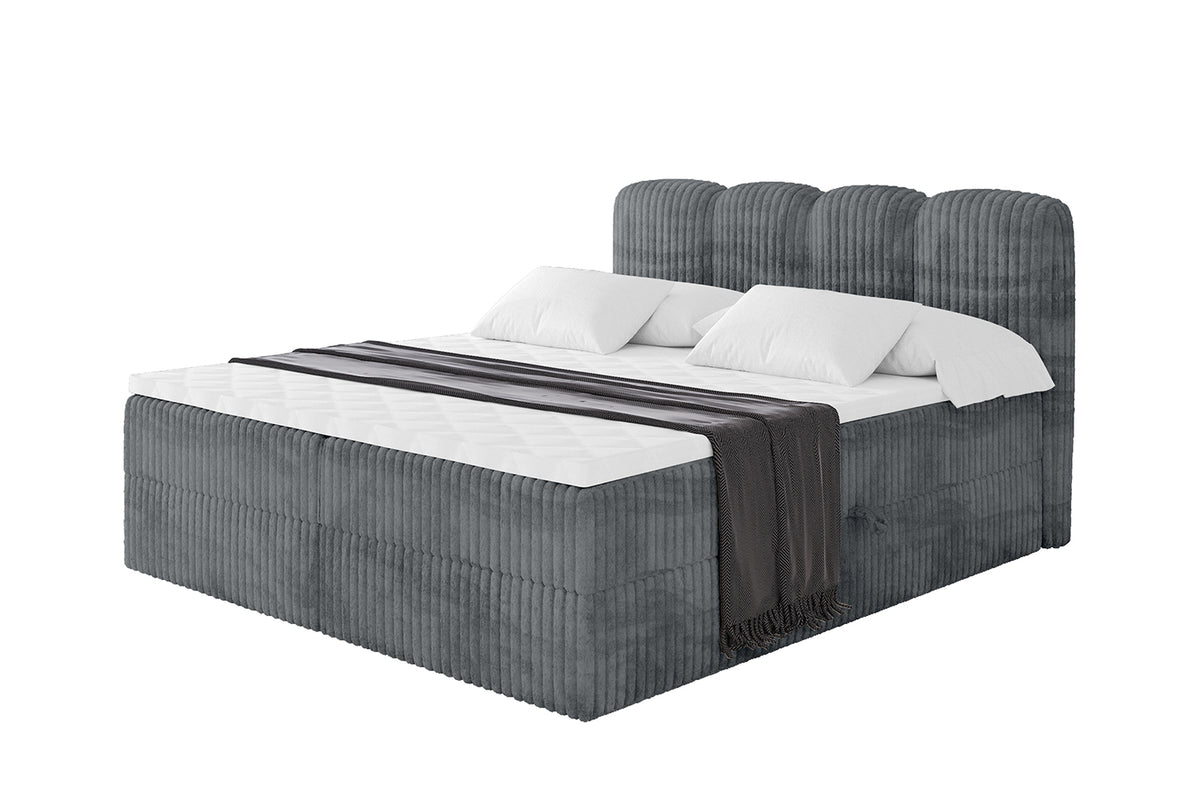 Łóżko boxspring NINA sztruks, Ciemnoszary - Tilia 90 / 120x200 cm / H3