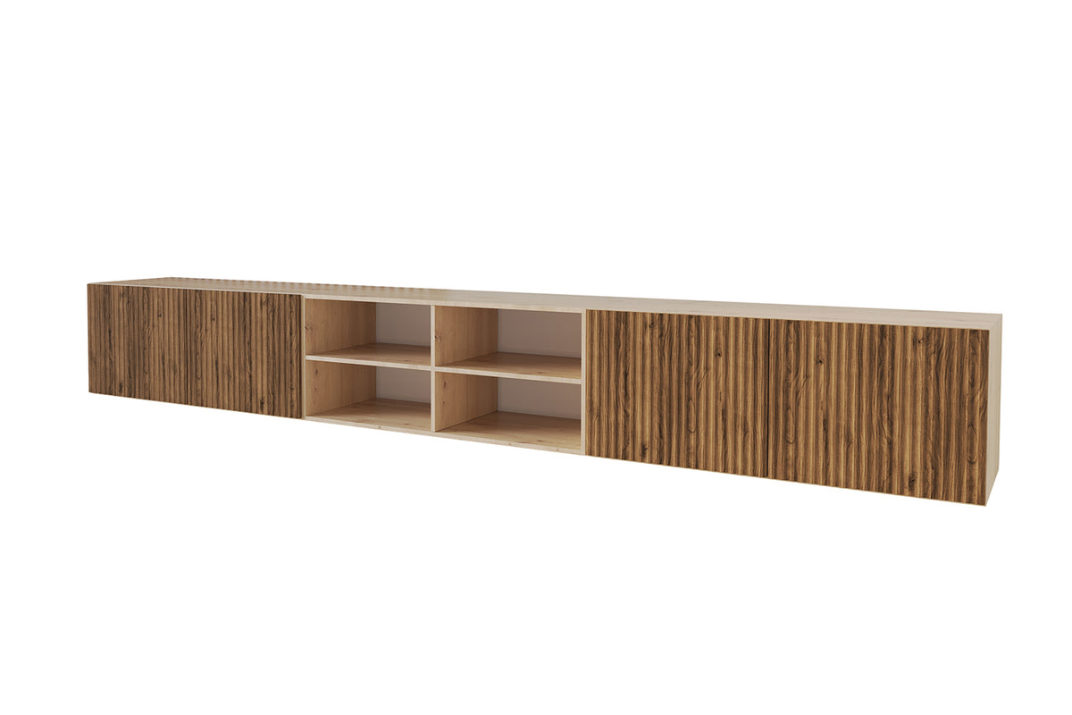Szafka RTV NOA 2 4 otwarta, Dąb Artisan/Katania / 300 cm / Wiszący