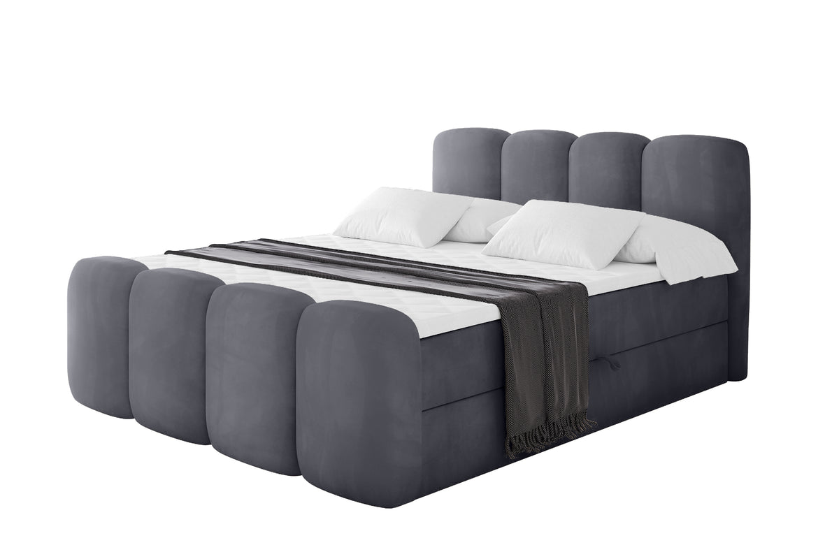 Łóżko boxspring NINA-Z welur, Ciemnoszary - Casablanca 2315 / 120x200 cm / H3