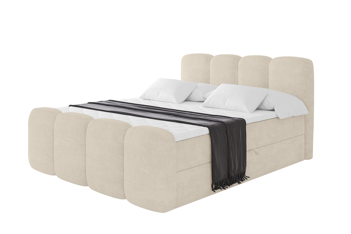 Łóżko boxspring NINA-Z welur, Beżowy - Monolith 04 / 120x200 cm / H3
