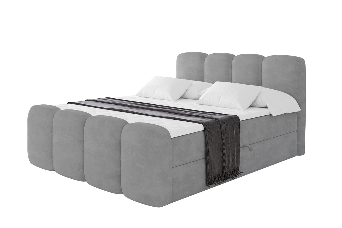 Łóżko boxspring NINA-Z welur, Szary - Monolith 84 / 120x200 cm / H3