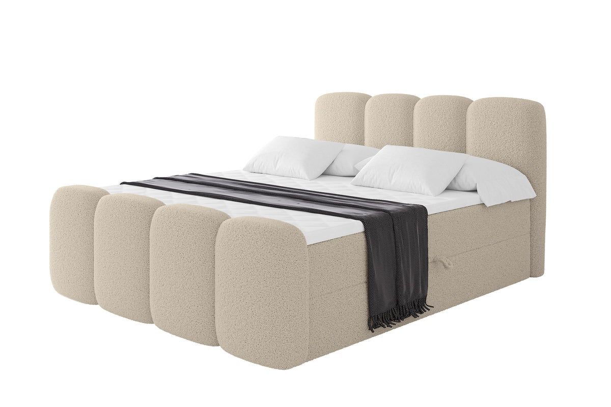 Łóżko boxspring NINA-Z Bouclé, Ciemnobeżowy - Quelle 06 / 120x200 cm / H4