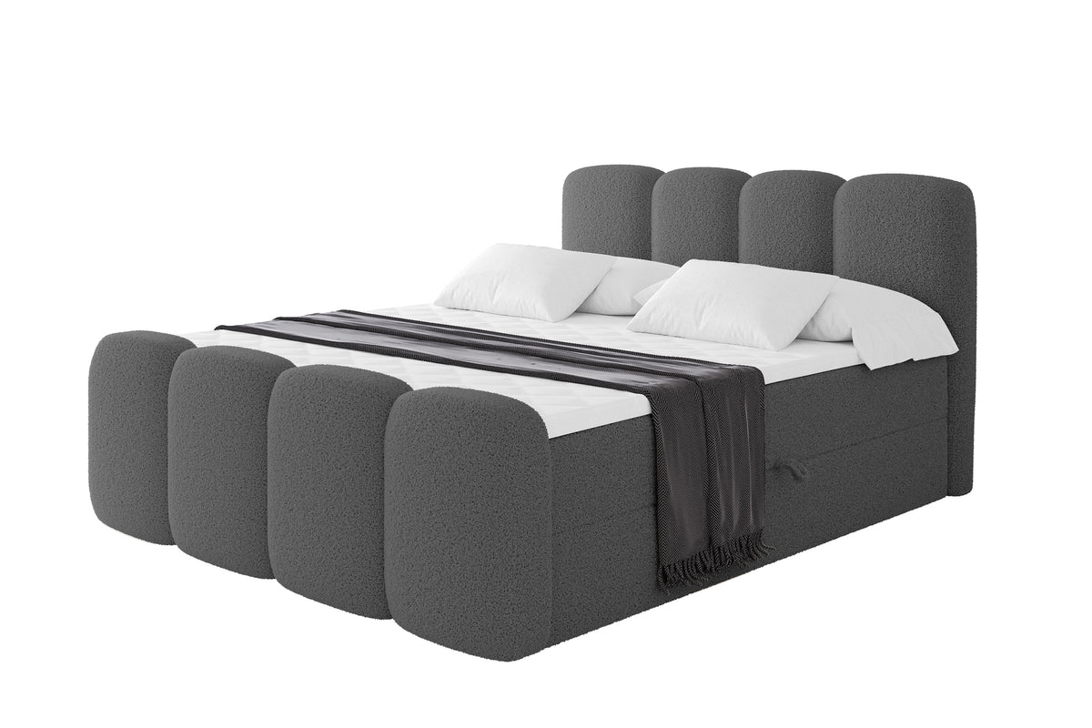 Łóżko boxspring NINA-Z Bouclé, Szary - Quelle 92 / 120x200 cm / H4