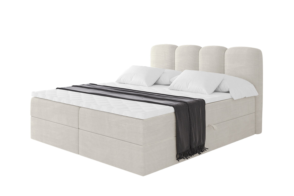 Łóżko boxspring NINA sztruks, Kremowy - Poso 100 / 120x200 cm / H3