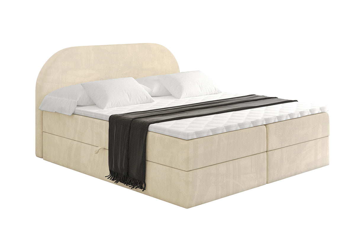 Łóżko boxspring NOX welur, Beżowy - Monolith 04 / 120x200 cm / H3