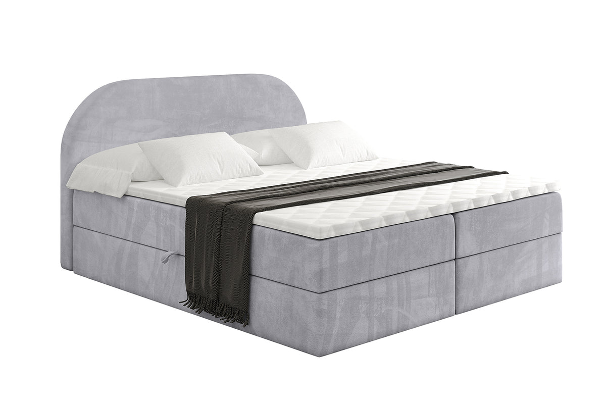 Łóżko boxspring NOX welur, Szary - Monolith 84 / 120x200 cm / H3