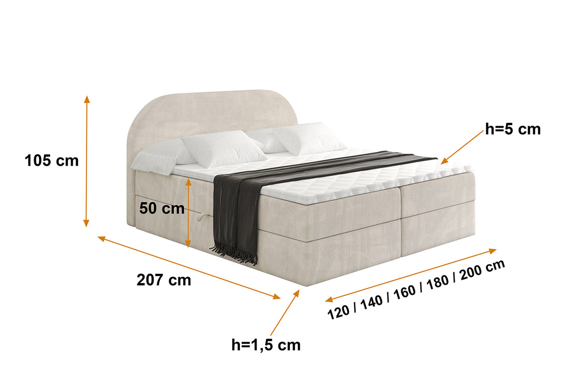Łóżko boxspring NOX welur