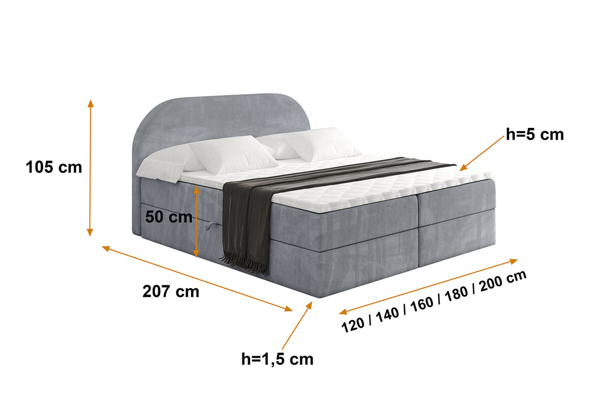 Łóżko boxspring NOX welur