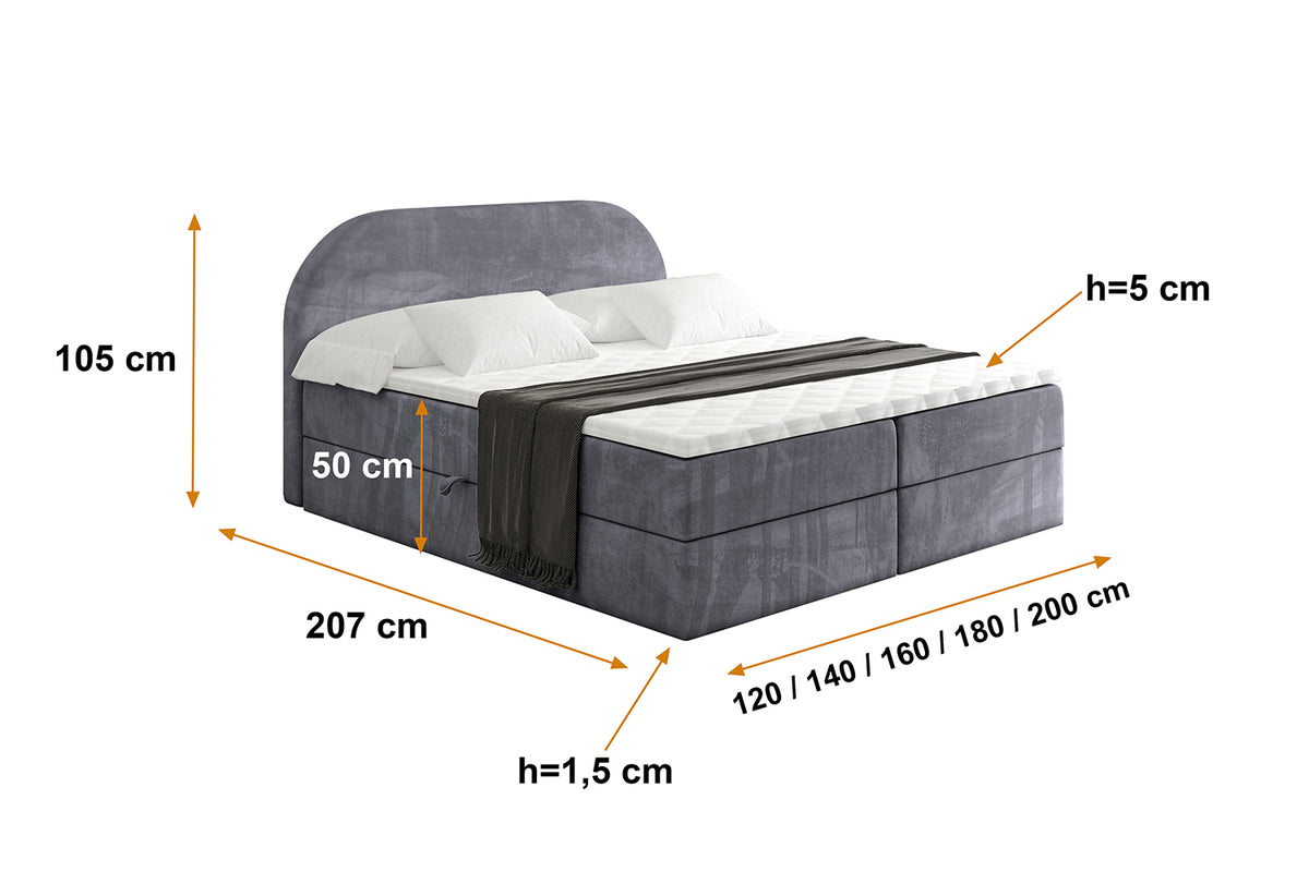 Łóżko boxspring NOX welur