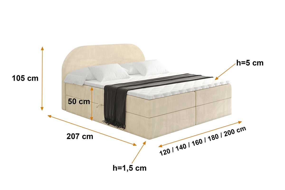 Łóżko boxspring NOX welur
