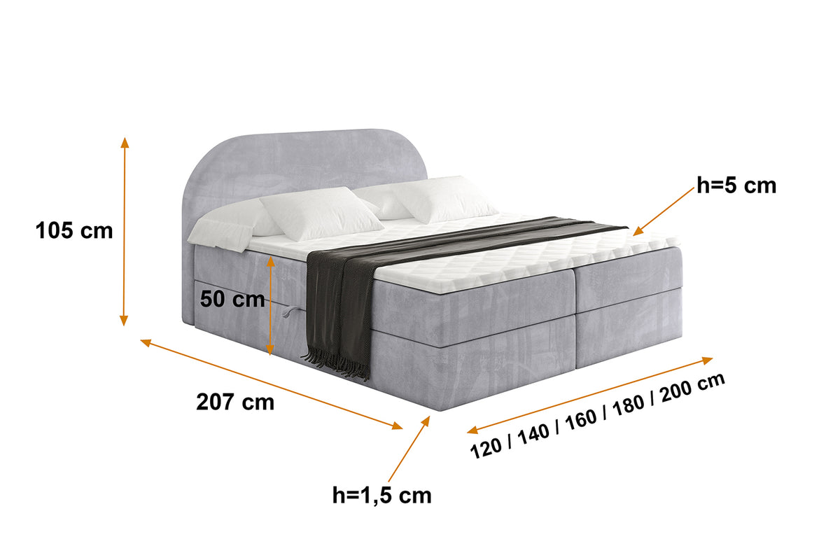 Łóżko boxspring NOX welur