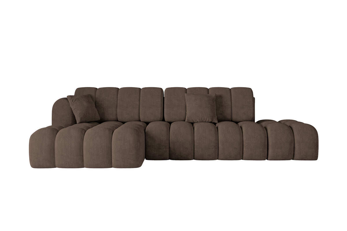 Narożnik OLEA-L2 welur, Brązowy - Dream Velvet 202.37 / Otomana z lewej / Z funkcją spania