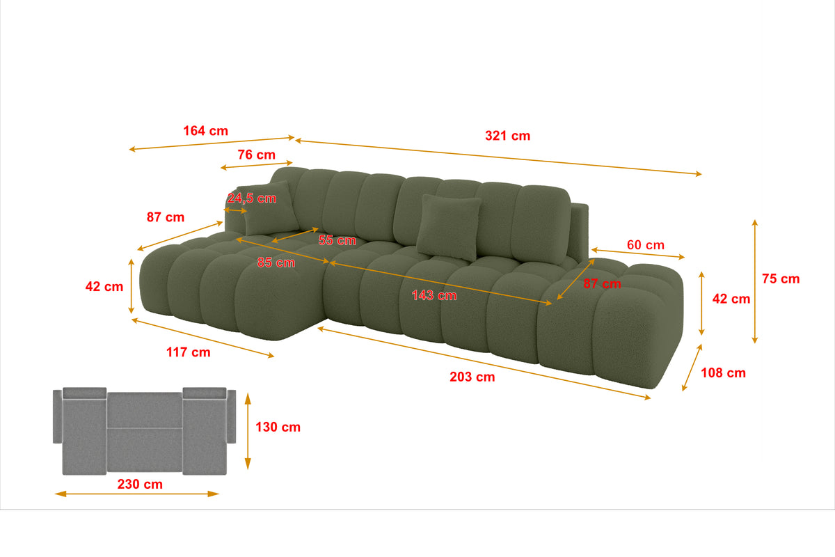 Ecksofa OLEA-L2 Bouclé