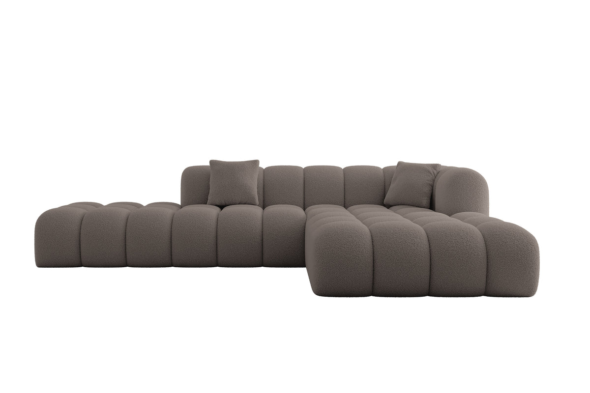 Ecksofa OLEA-L2 Bouclé, Braun - Quelle 20 / Ottomane Rechts / Ohne Schlaffunktion