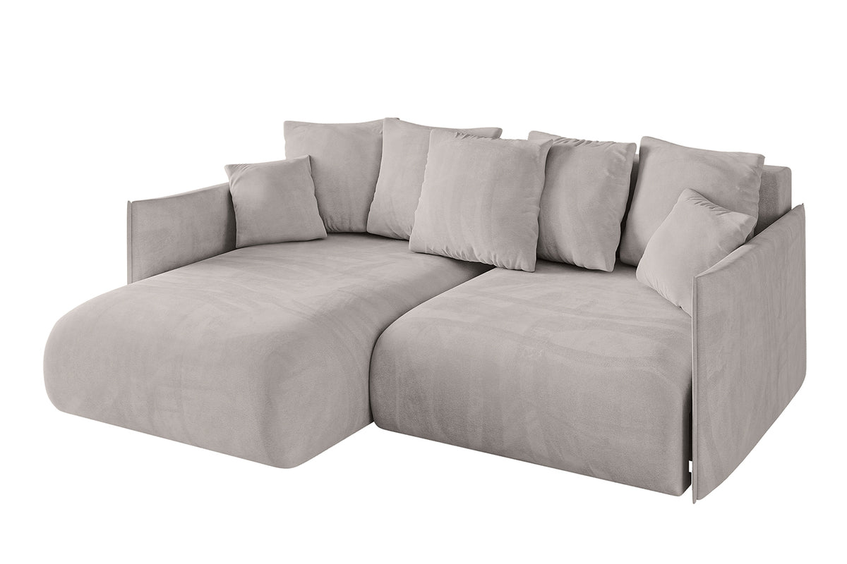 Ecksofa ONESK-L Samt, Hellbraun - Paros 02 / Ottomane Links / Mit Schlaffunktion