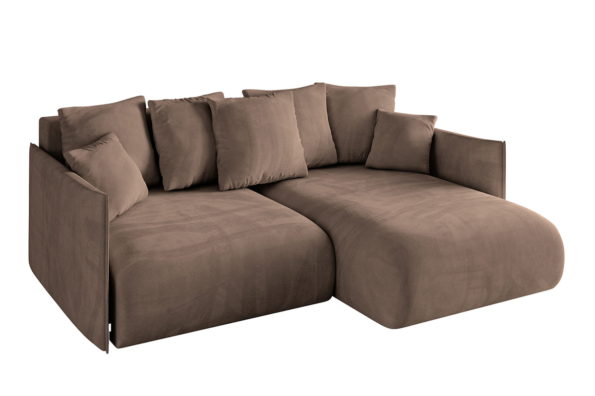 Ecksofa ONESK-L Samt, Braun - Dream Velvet 202.37 / Ottomane Rechts / Mit Schlaffunktion