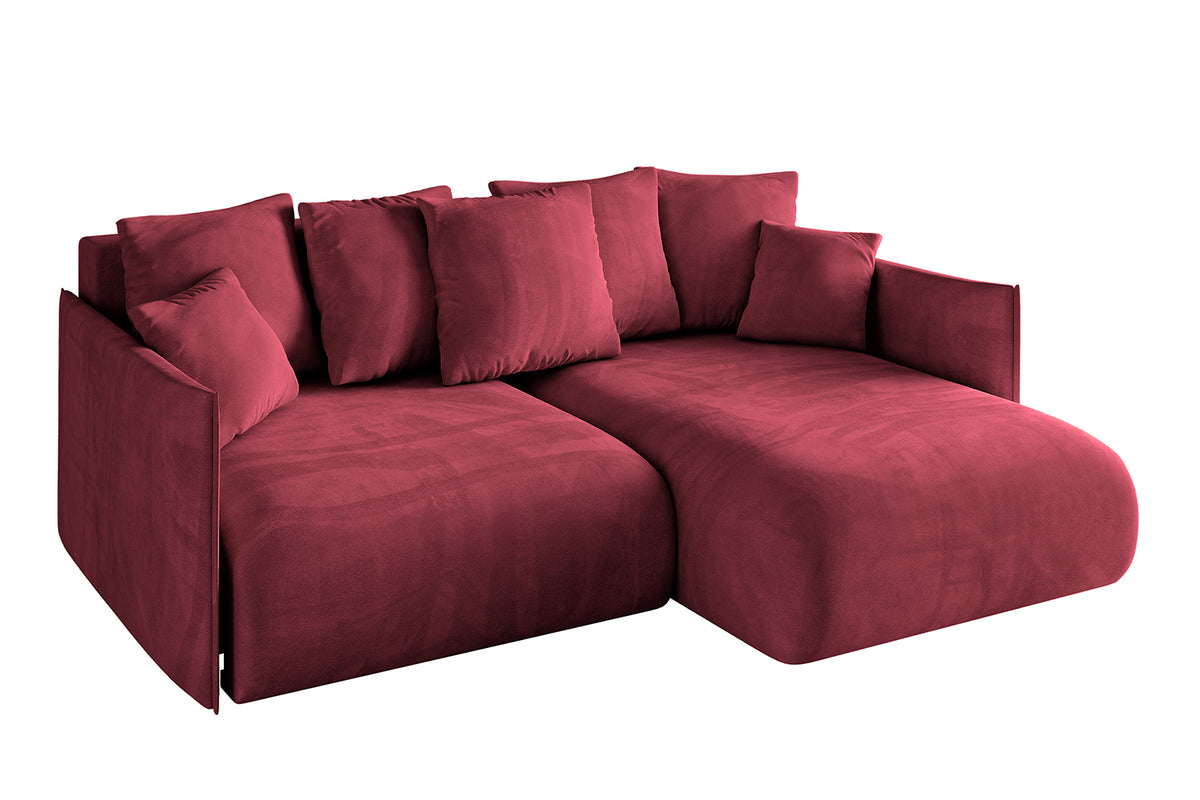 Ecksofa ONESK-L Samt, Bordeauxrot - Dream Velvet 202.11 / Ottomane Rechts / Mit Schlaffunktion