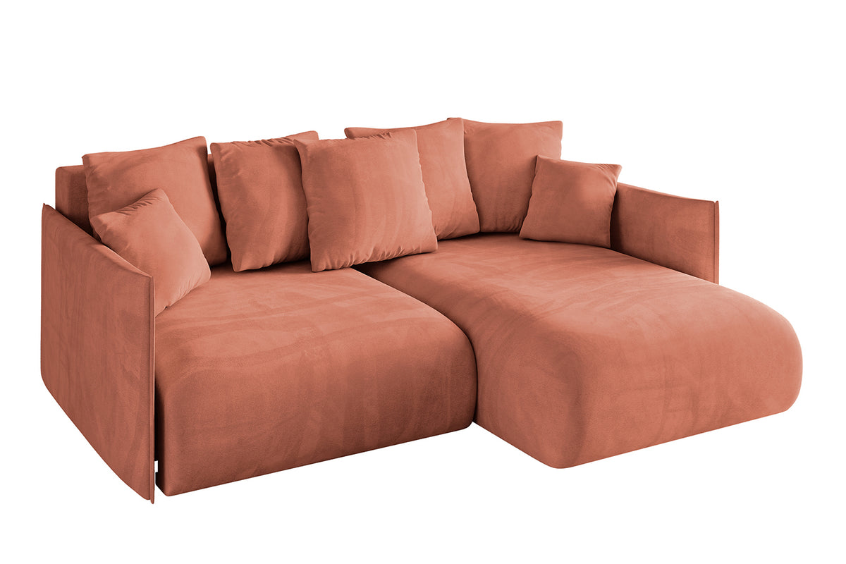Ecksofa ONESK-L Samt, Apricot - Dream Velvet 202.07 / Ottomane Rechts / Mit Schlaffunktion