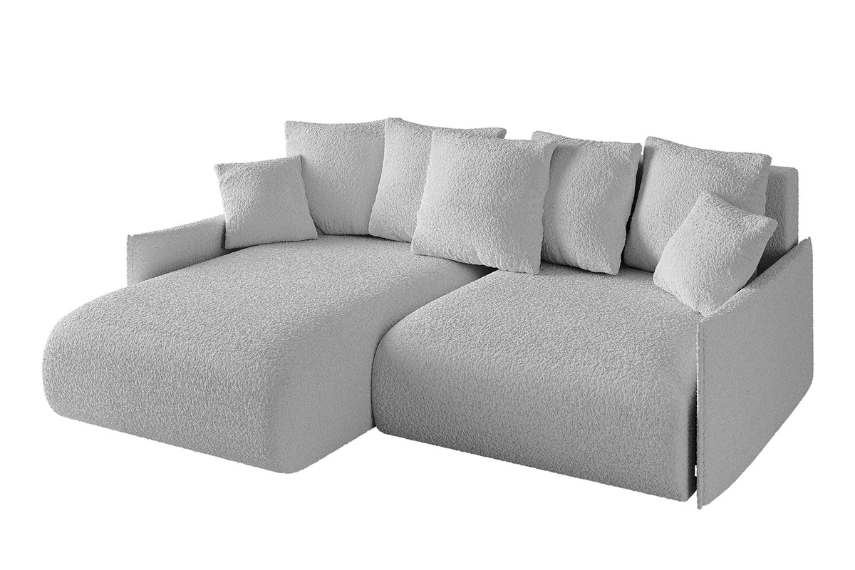 Narożnik ONESK-L-v1 Bouclé, Jasnoszary - Quelle 83 / Otomana z lewej / Z funkcją spania