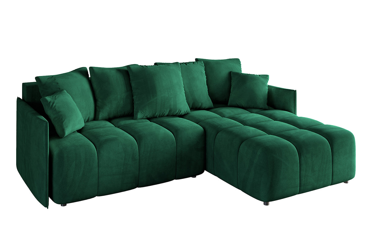 Narożnik LONLI-L welur, Zielony - Dream Velvet 202.31 / Otomana z prawej / Z funkcją spania