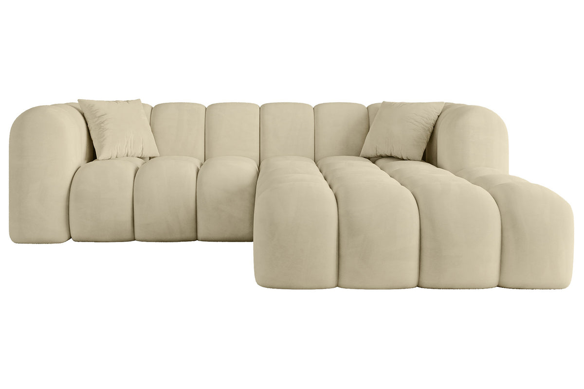 Ecksofa OLEA-L1 Samt, Beige - Dream Velvet 202.02 / Ottomane Rechts / Ohne Schlaffunktion