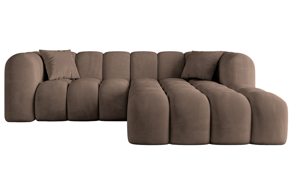 Ecksofa OLEA-L1 Samt, Braun - Dream Velvet 202.37 / Ottomane Rechts / Ohne Schlaffunktion